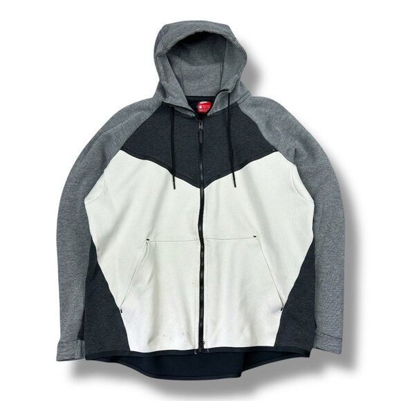 Nike Tech Fleece Full-Zip 2 Tone Grey Ivory Hoodie Jacket Men’s Size XL 885904 - Picture 1 of 11